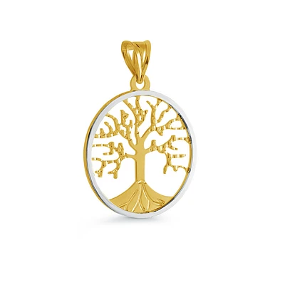 Tree of life pendant in 10K yellow and white Gold. Color: yellow | Doucet Latendresse