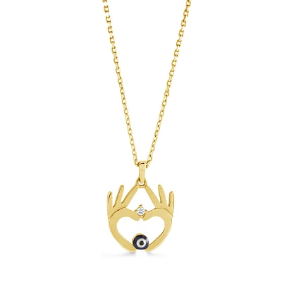 Pendant with pattern and heart in 10K yellow Gold - Chain included. Color: yellow | Doucet Latendresse