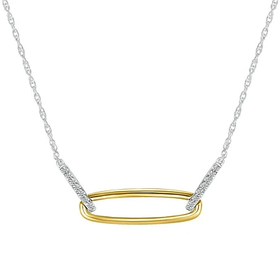 Paperclip Necklace in sterling silver with 10K Gold and Diamonds. Color: yellow | Doucet Latendresse