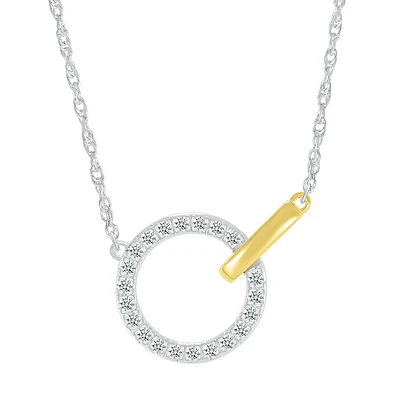 Collier cercle pour femme en argent sterling 2-tons et Or 10K avec diamants.. Color: blanc | Doucet Latendresse