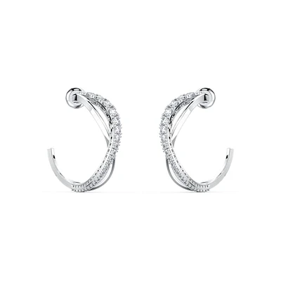 Swarovski twist hoop earrings - White, Rhodium plated. Color: white | Doucet Latendresse