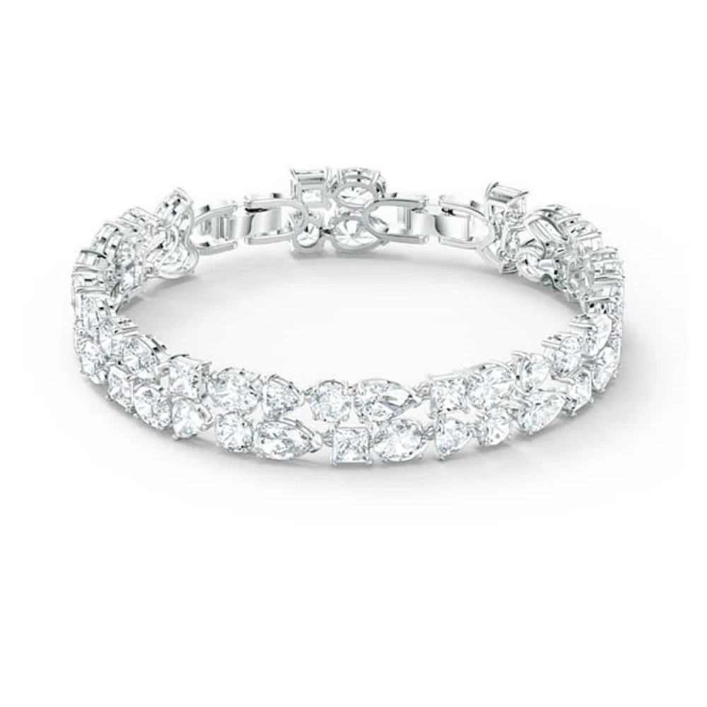 Bracelet Swarovski tennis deluxe - Blanc, Métal rhodié. Color: blanc | Doucet Latendresse