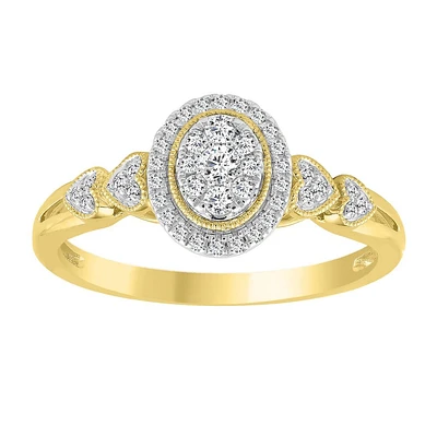 Solitaire ring for women in 10K yellow Gold and 25 pts diamonds. Color: yellow | Doucet Latendresse
