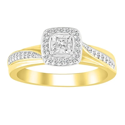 Engagement ring for women in 10K yellow Gold and 20 pts diamonds. Color: yellow | Doucet Latendresse