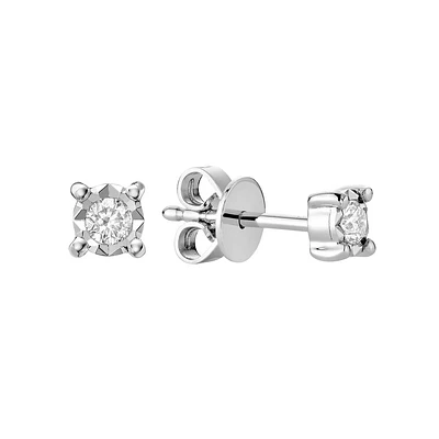 Boucles d'oreilles en or blanc 10K & Diamants totalisant 9pts. Color: blanc | Doucet Latendresse