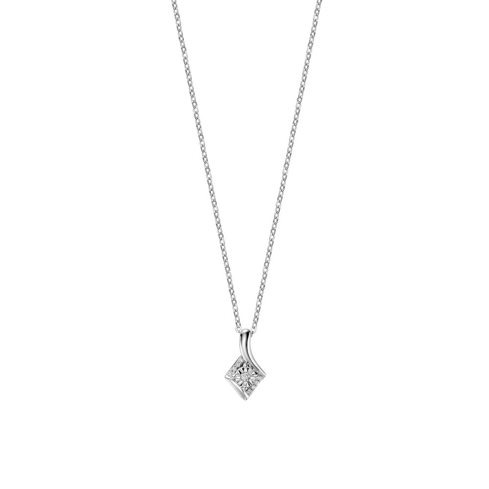 Pendant for woman - 10K white gold & Diamonds 4pts. - 18