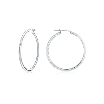 Boucles d’oreilles anneaux pour femme - Argent sterling. Color: blanc | Doucet Latendresse