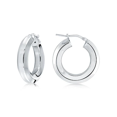 Hoops earrings for women - Sterling silver,rhodium plated. Color: white | Doucet Latendresse