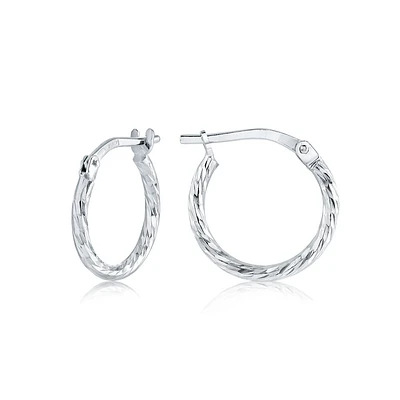 Boucles d’oreilles torsade pour femme - Argent Sterling,Rhodium plaqué. Color: blanc | Doucet Latendresse