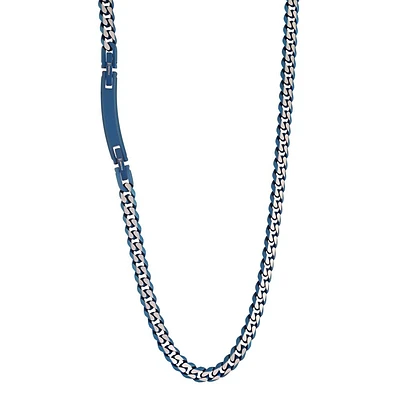 Chaîne pour homme 22'' bleu et blanc acier inoxydable. Color: argent | Doucet Latendresse