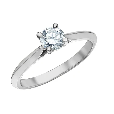 Bague Solitaire en or blanc 14K avec demi carat diamant cultivé en laboratoire. Color: blanc | Doucet Latendresse