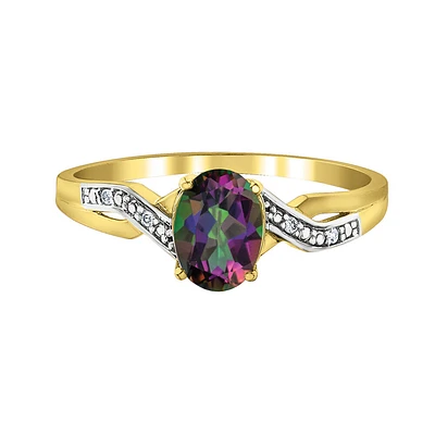 Genuine mystical Topaz ring in 10K yellow Gold. Color: yellow | Doucet Latendresse