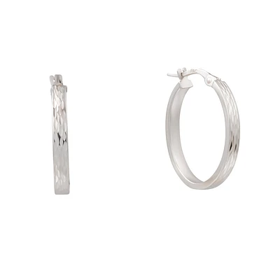 Boucles d'oreilles anneaux - Or blanc 10K. Color: blanc | Doucet Latendresse