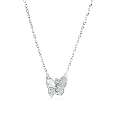 Butterfly Charm Necklace in Sterling Silver .925. Color: silver | Doucet Latendresse