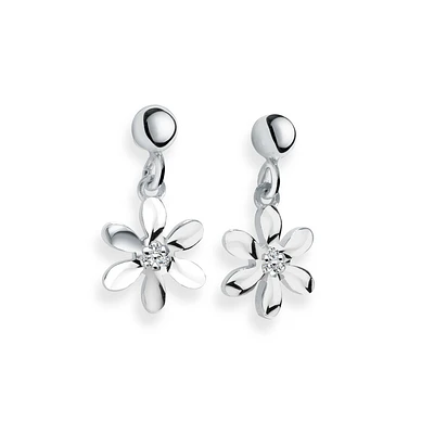 Boucle d'oreille en argent 925 en forme de fleur. Color: silver | Doucet Latendresse