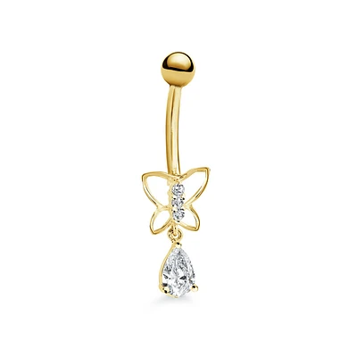 belly button in 10K yellow gold butterfly shape. Color: yellow | Doucet Latendresse