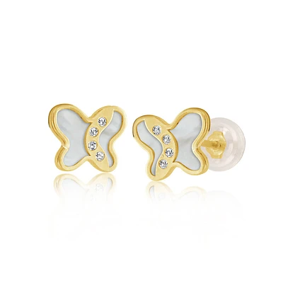 Boucles d'oreilles en forme de papillon en or 10K.. Color: jaune | Doucet Latendresse