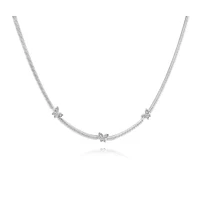 Butterfly necklace with cubic zirconia - 0.925 Sterling silver rhodium. Color: silver | Doucet Latendresse