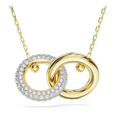 Dextera pendant - Interlocking loop, White, Gold-tone plated. Color: 2 tone | Doucet Latendresse