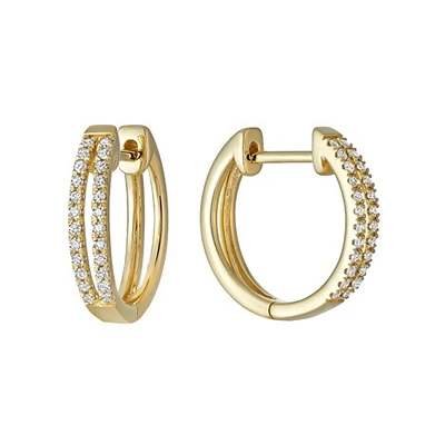 Diamond Hoop earrings - 10K yellow Gold & Diamonds. Color: yellow | Doucet Latendresse