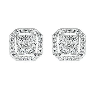 Boucle d'oreille en or blanc 10 carats et diamants 33 points.. Color: blanc | Doucet Latendresse