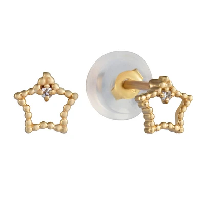 Earrings 10k gold STARS for children. Color: yellow | Doucet Latendresse