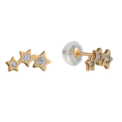 10k gold star-shaped earrings for children. Color: yellow | Doucet Latendresse