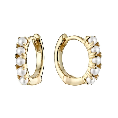 Pearl Huggies - 10k Gold. Color: yellow | Doucet Latendresse