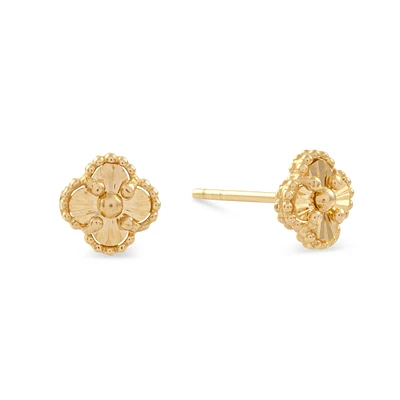 Clover Earrings - 10k Gold. Color: yellow | Doucet Latendresse