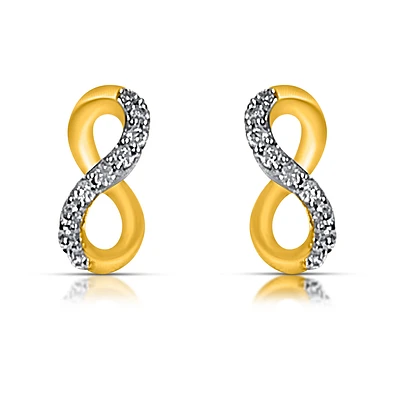 Boucles d'Oreilles Infinis - Or 10k & Diamants. Color: jaune | Doucet Latendresse