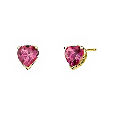 Boucles d'Oreilles Coeur Femme Topaze Roze Or-10k. Color: jaune | Doucet Latendresse