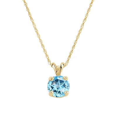 Pendentif femme  topaze bleu  veritable avec chaine Or-10k. Color: jaune | Doucet Latendresse