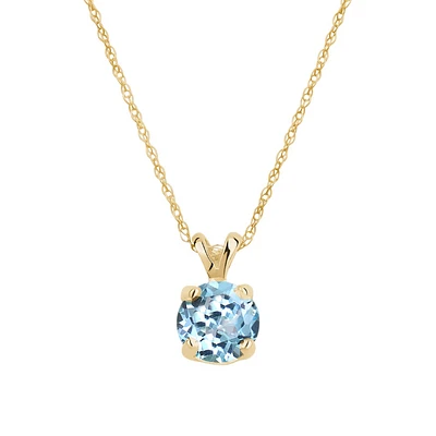 Genuine aquamarine women's pendant with 10k Gold chain?. Color: yellow | Doucet Latendresse