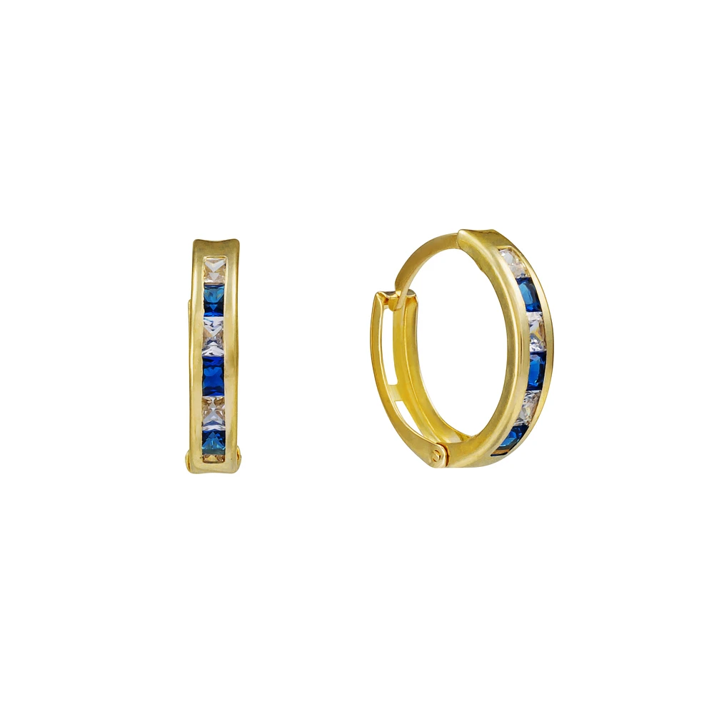 Women's Earrings 10k Gold and Blue-white Zircon 13mm. Color: yellow | Doucet Latendresse