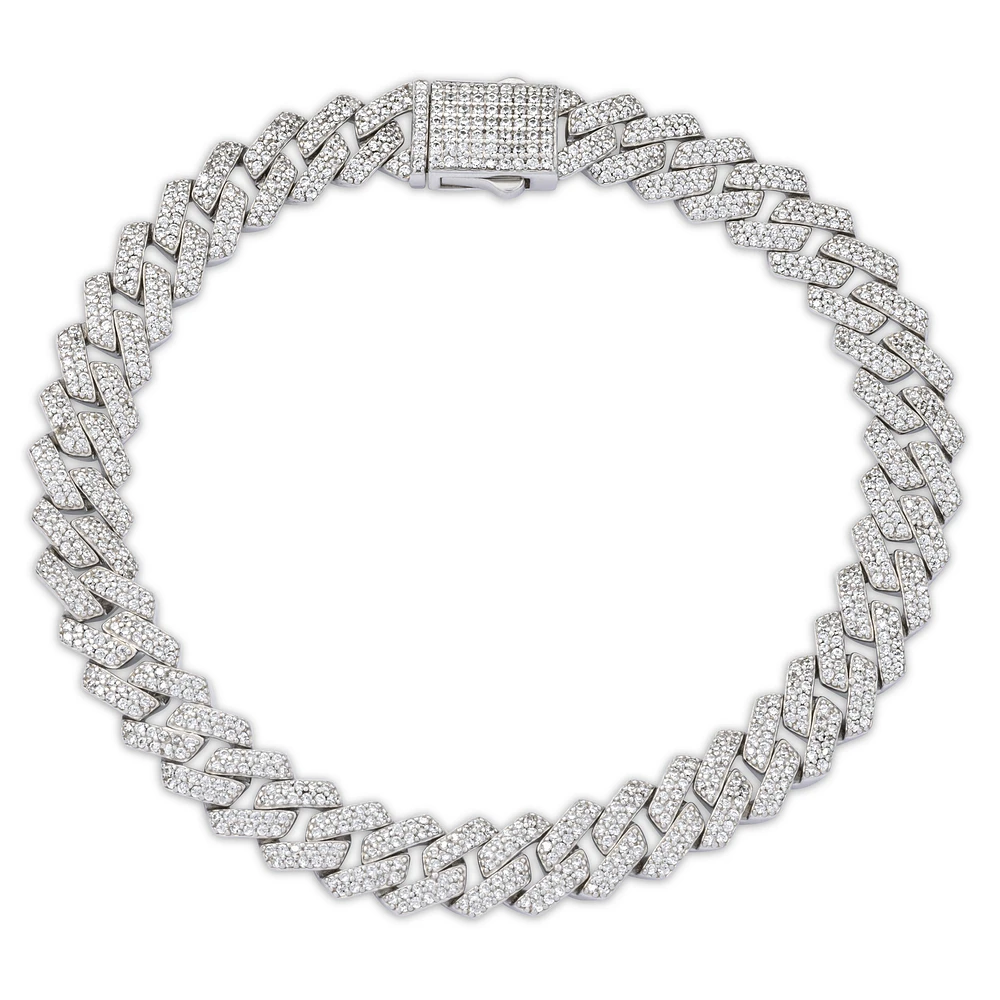 Bracelet Homme Argent -925  & zircons-cubiques. Color: blanc | Doucet Latendresse