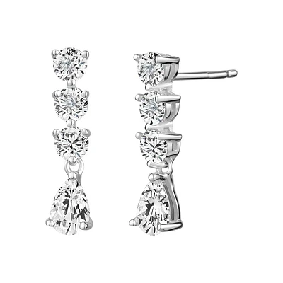 Boucles d'oreilles femme-pendante cz argent pavé .925. Color: blanc | Doucet Latendresse