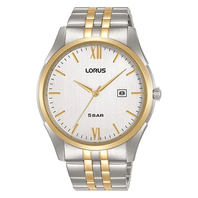 Men's watch with stainless steel bracelet watch features a silver-white dial | Doucet Latendresse