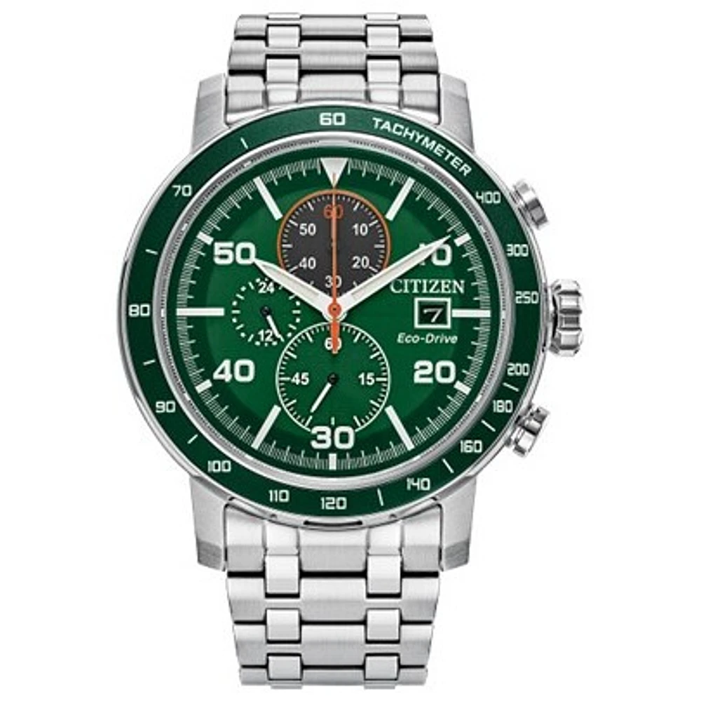 Montre Chronographe Citizen Eco-Drive – Cadran Vert 44mm en Acier Inoxydable | Doucet Latendresse
