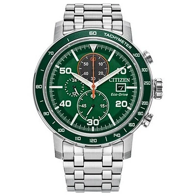 Montre Chronographe Citizen Eco-Drive – Cadran Vert 44mm en Acier Inoxydable | Doucet Latendresse