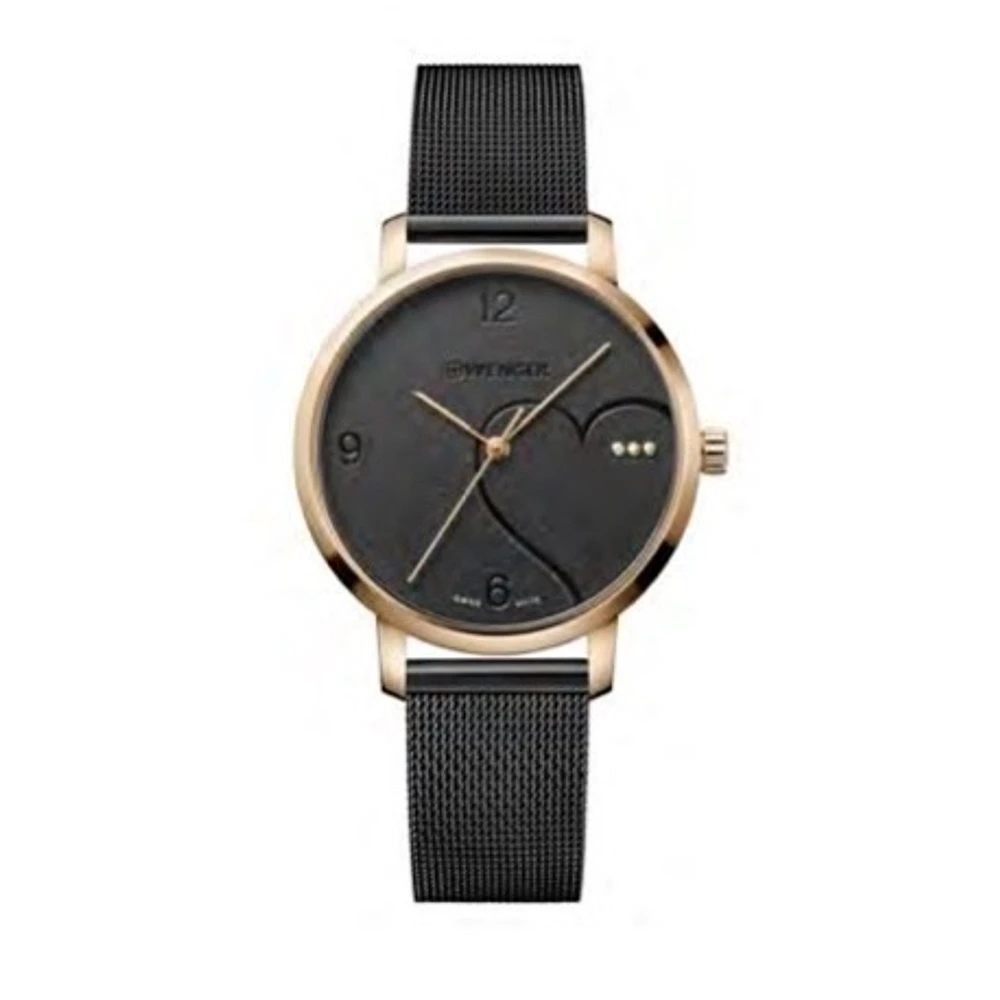 Women's watch with black bracelet and dial | Doucet Latendresse