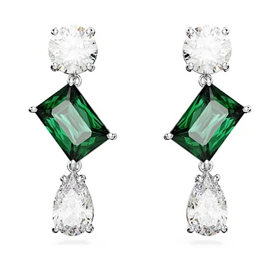 Mesmera Earrings Various sizes, Green, Rhodium-plated metal. Color: white | Doucet Latendresse