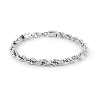 7.5'' 5MM Stainless Steel Twisted Braclet. Color: white | Doucet Latendresse