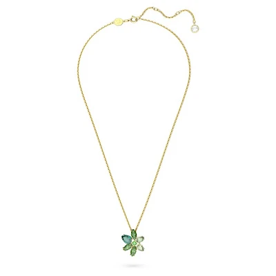 Gema pendant Mixed cuts, Flower, Green, Gold-tone plated. Color: jaune | Doucet Latendresse