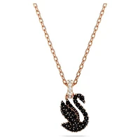 Swarovski Swan pendantSwan, Small, Black, Rose gold-tone plated. Color: rose | Doucet Latendresse