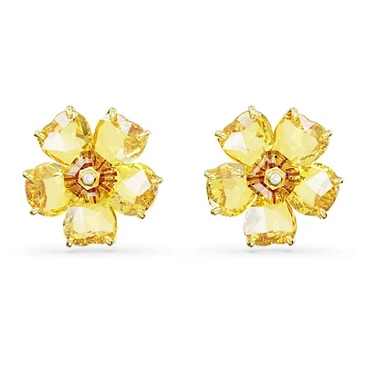 Boucles d'oreilles IdylliaFleur, rose, plaqué or. Color: jaune | Doucet Latendresse