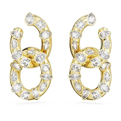 Imber hoop earringsMixed cuts, Interlocking loop, White, Gold-tone plated. Color: yellow | Doucet Latendresse