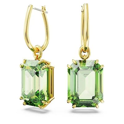 Millenia drop earringsOctagon cut, Green, Gold-tone plated. Color: yellow | Doucet Latendresse