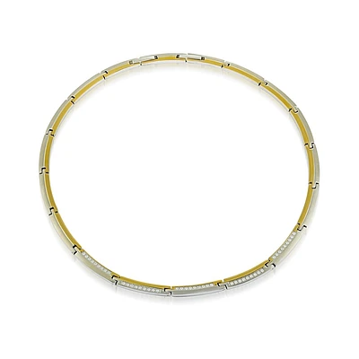 2 Tone Necklace with Cubic Zirconia in Gold Plated Stainless Steel | Doucet Latendresse