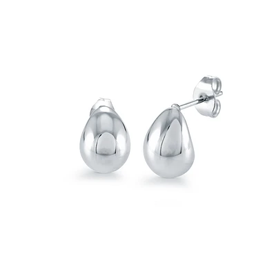 WOMAN S.STEEL 16MM-DROP STUD EARRINGS. Color: white | Doucet Latendresse