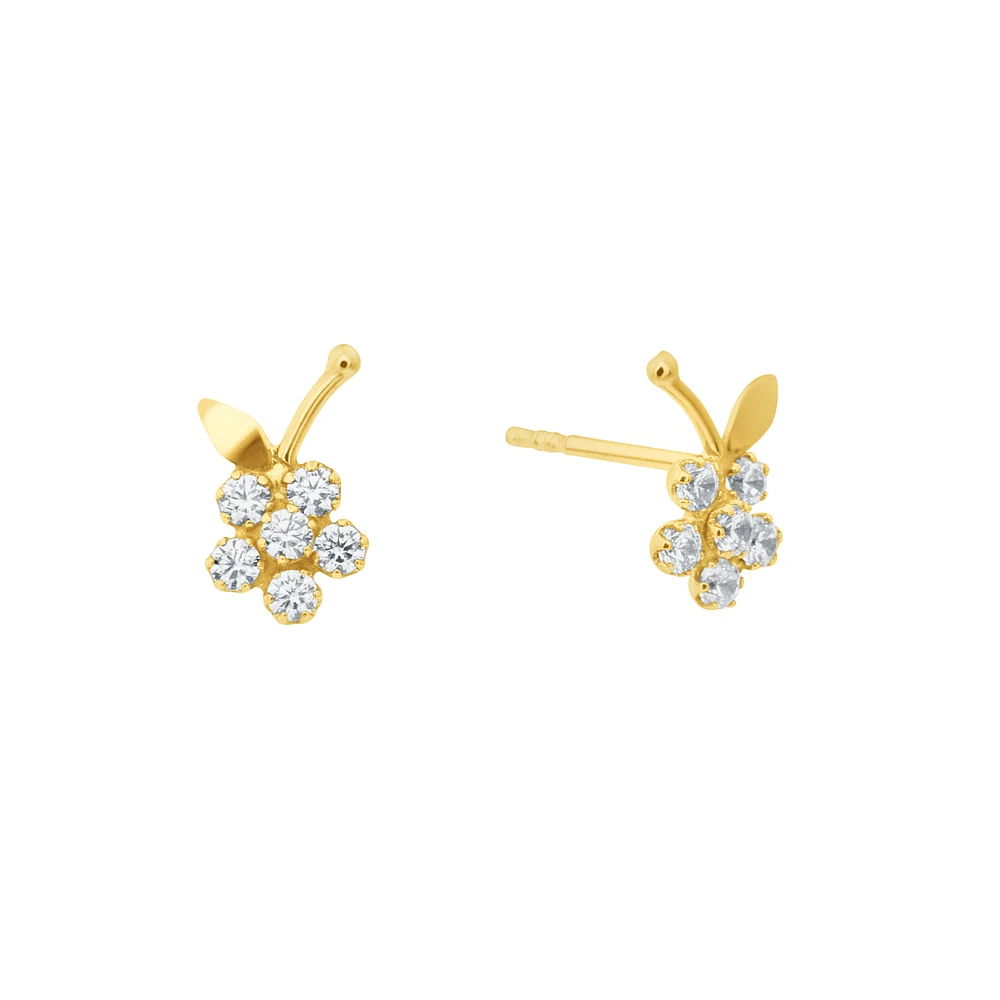 10k Gold & CZ Flower Stud Earrings | Doucet Latendresse